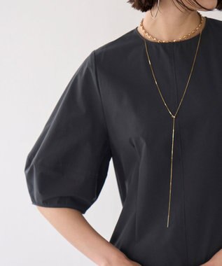 UNFILO FINE MOVE ランタンスリーブワンピース チャコール