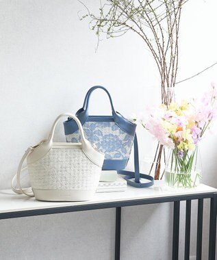 style code 【MERCURYDUO/マーキュリーデュオ】ミックスマテリアル　ハンドバッグ アイボリー