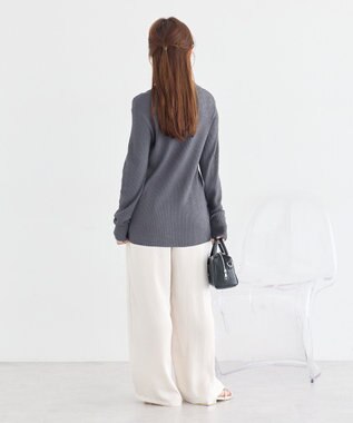 earth music&ecology スキッパー衿リブカーディガン Charcoal Gray