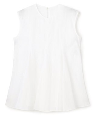 BEIGE， AMARYLLIS / シアー 切り替えフレアブラウス White