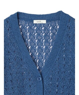 earth music&ecology 透かし編みテープヤーンカーディガン Pink