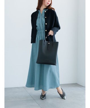 Te chichi バイカラーシャーリングワンピース ブルー