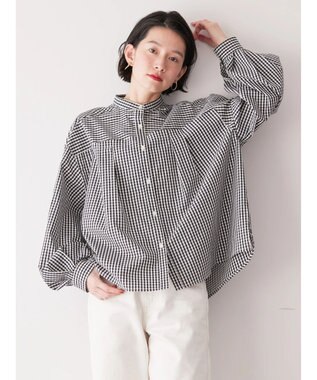 AMERICAN HOLIC イージーケア切替タックワイドシャツ Gingham Check