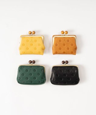 FOLNA RD ドット型押し ウッドボールがま口財布 キャメル