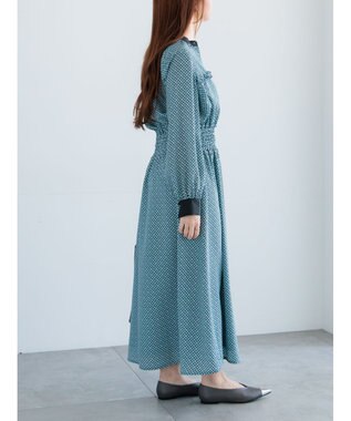 Te chichi バイカラーシャーリングワンピース ブルー