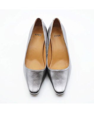 APOM スクエアトゥプレーンパンプス50 シルバー