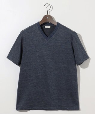 JOSEPH ABBOUD 【リネン素材/吸水速乾/日本素材】リネンハニカム Vネック Tシャツ ネイビー系