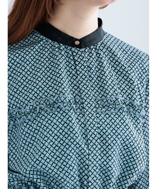 Te chichi バイカラーシャーリングワンピース ブルー