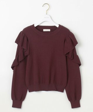 ANY SIS 【洗える】フリルスリーブ ニット ブラウン