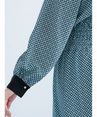 Te chichi バイカラーシャーリングワンピース ブルー