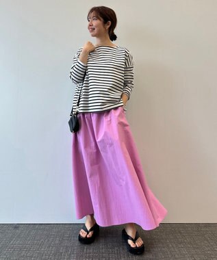 UNFILO 【マシンウォシャブル】ボーダーワイドT ブラック