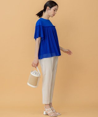 組曲 S プリーツコンビ5分袖 カットソー ウルトラマリンブルー系