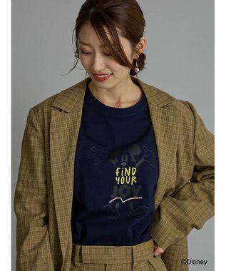 Te chichi 【Disney】ミッキー/配色ロゴロンT ネイビー