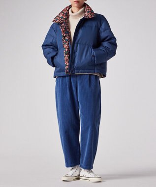 Paul Smith Tea Floral ボンネットフード ショートダウン インディゴブルー