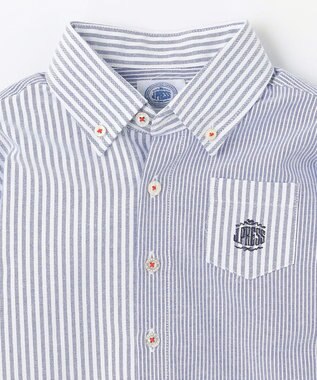 J.PRESS KIDS 【100-130cm】オックスフォード ストライプコンビシャツ ブルー系1