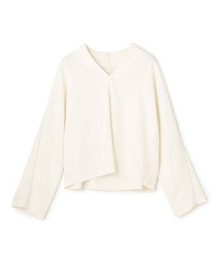 BEIGE， RUE / ドライタッチVネック配色ステッチブラウス Ecru