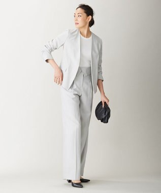 ICB 【洗える】Rib 5分袖 カットソー アイボリー系