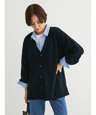 Green Parks 洗える　Ｖネックニットカーディガン Dark Navy