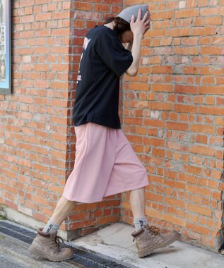 WEGO 【ユニセックス着用ITEM/SMサイズ展開/ウエストゴム】スウェットバギーショーツ ピンクソノタ