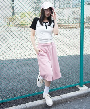 WEGO 【ユニセックス着用ITEM/SMサイズ展開/ウエストゴム】スウェットバギーショーツ ピンクソノタ