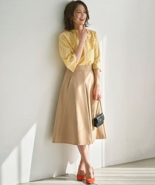 組曲 S 【WEB限定カラーあり】エンブロイダリーレース フレアスリーブブラウス クリームイエロー系