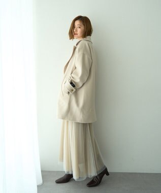 YECCA VECCA ウール混ミドル丈Pコート Dark Navy