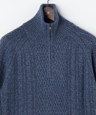 JOSEPH ABBOUD 【柔らか】ラムコットンハイネックジップ セーター ブルー系