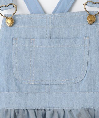 ANY KIDS チュール付き ジャンパースカート デニムブルー