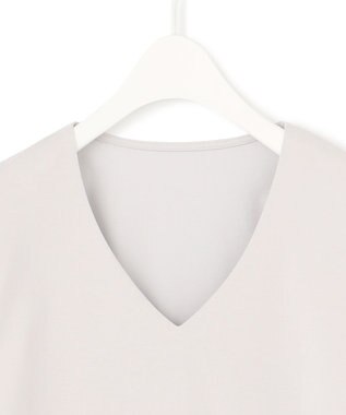 ICB L 【洗える】 スーペリアジャージー Vネック半袖プルオーバー ライトグレー系