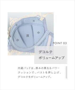 AMPHI ブラジャー 谷間メイク カップ上辺が浮きにくい Gカップまで対応 大きいサイズ 【Glama-Rich グラマリッチ ボリュームUPタイプ】 ブラ BYJ306 アンフィ／ワコール サックス