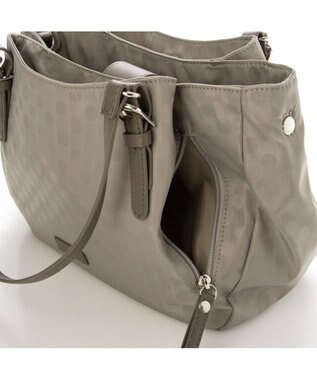 Y'SACCS ポーチ付きドットジャカードトート グレージュ