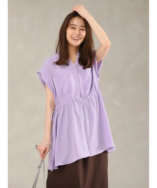 Green Parks ウエストドロストフレンチスリーブチュニック Purple
