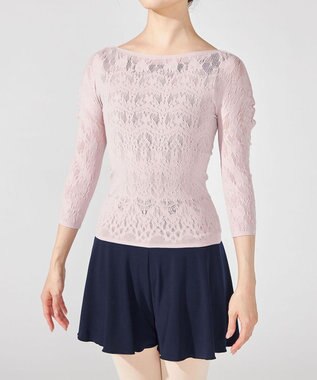 Chacott レーシーフラワーニットトップ グレージュ