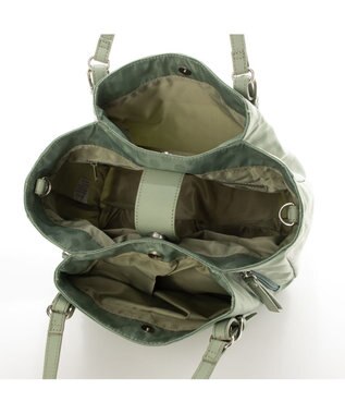 Y'SACCS ポーチ付きドットジャカードトート ライトグリーン