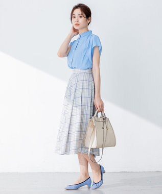 組曲 【大人気シリーズ】ギャザーライトデシン ブラウス サックスブルー系