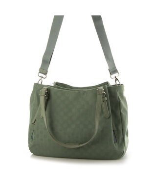 Y'SACCS ポーチ付きドットジャカードトート ライトグリーン