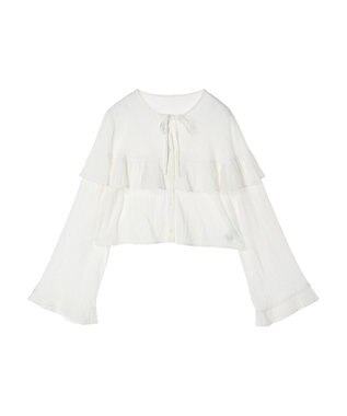 earth music&ecology フリル切替えショートブラウス Off White