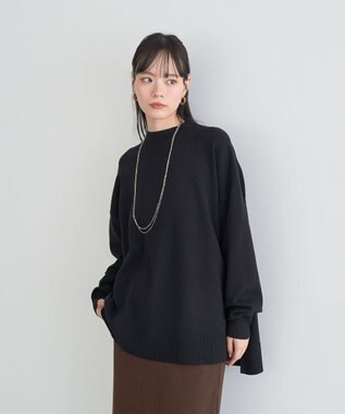 earth music&ecology 【毛玉防止 / 洗濯機洗い可】選べる丈ハイネックニット Black