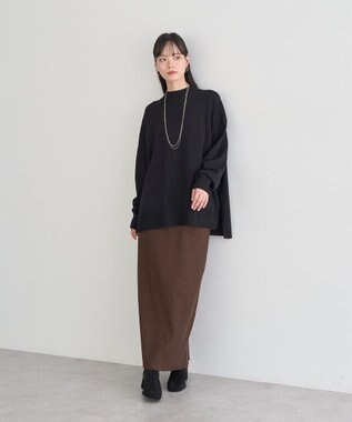 earth music&ecology 【毛玉防止 / 洗濯機洗い可】選べる丈ハイネックニット Black