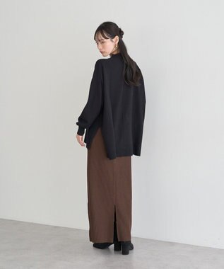 earth music&ecology 【毛玉防止 / 洗濯機洗い可】選べる丈ハイネックニット Black