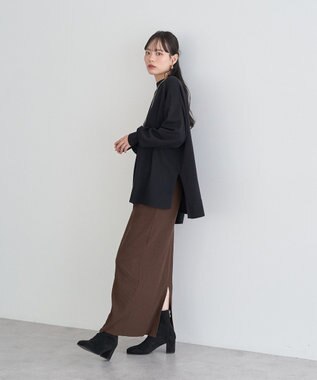 earth music&ecology 【毛玉防止 / 洗濯機洗い可】選べる丈ハイネックニット Black