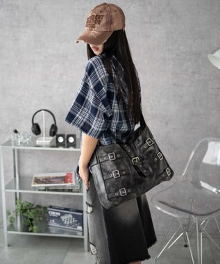 WEGO ベルトデザインBIGショルダー ブラック