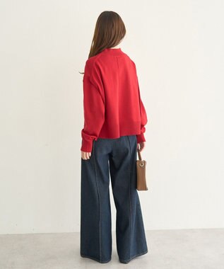 earth music&ecology 【毛玉防止 / 洗濯機洗い可】選べる丈ハイネックニット Red