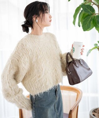 WEGO ブラッシュニットショートプルオーバー ベージュ