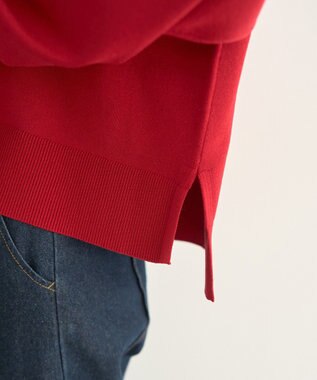 earth music&ecology 【毛玉防止 / 洗濯機洗い可】選べる丈ハイネックニット Red