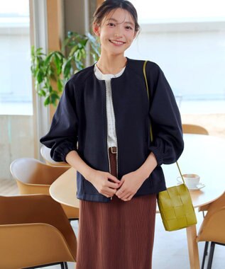 Tiaclasse ダンボールポンチノーカラーブルゾン ネイビー