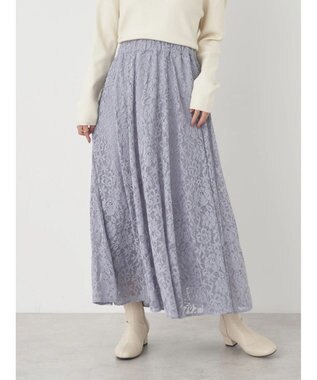 earth music&ecology 起毛レースフレアスカート Grayish Blue