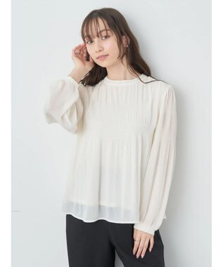 earth music&ecology マジョリカプリーツブラウス Ivory