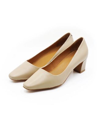 APOM スクエアトゥプレーンパンプス50 ベージュ