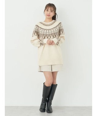 earth music&ecology オーロララメノルディックチュニック Ivory